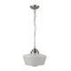 55201-006 Satin Silver Pendant with White Opal Glass