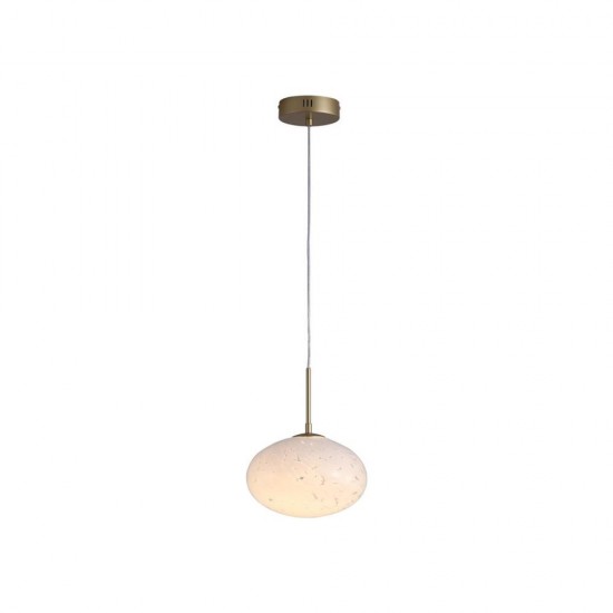 79263-006 Matt Gold LED Pendant with White Confetti Glass