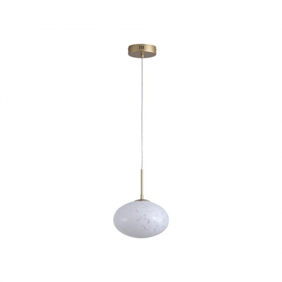 79263-006 Matt Gold LED Pendant with White Confetti Glass