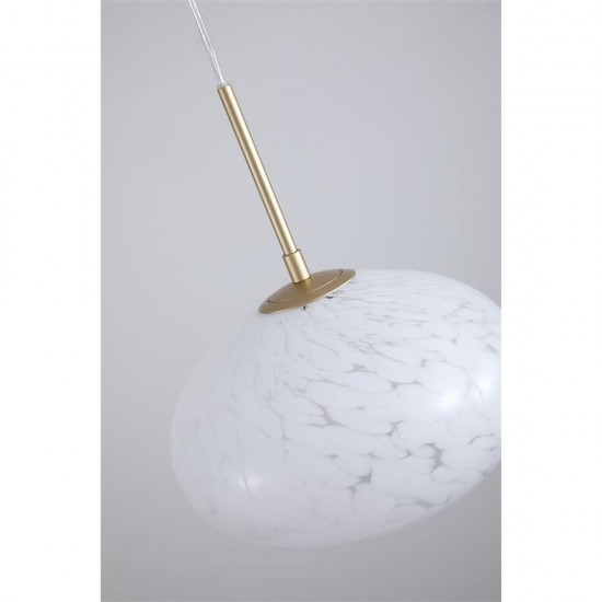 79263-006 Matt Gold LED Pendant with White Confetti Glass