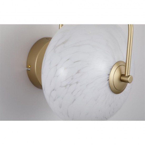 79264-006 Matt Gold LED Wall Lamp with White Confetti Glass