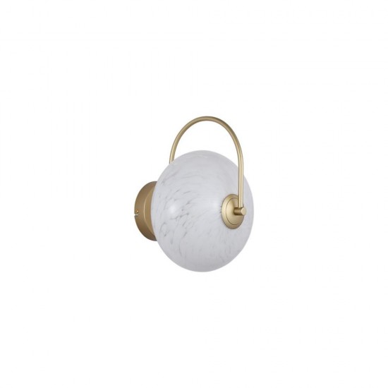 79264-006 Matt Gold LED Wall Lamp with White Confetti Glass
