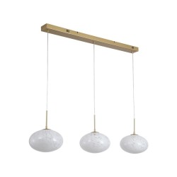 79265-006 Matt Gold 3 Light LED over Island Fitting with White Confetti Glass