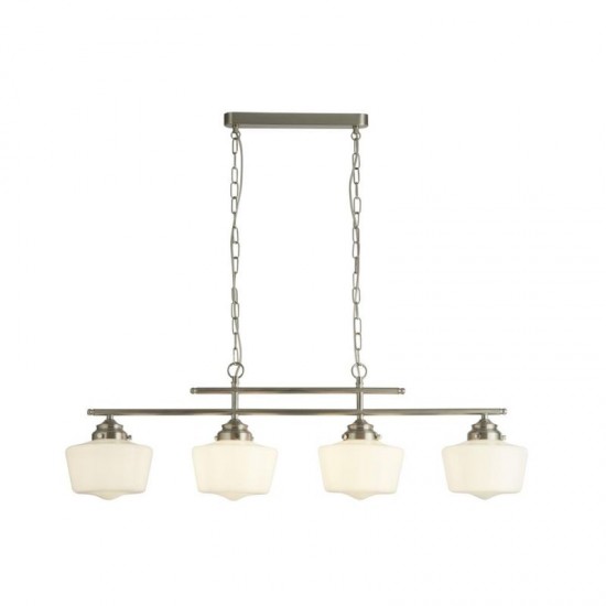 55208-006 Satin Silver School House 4 Light over Island Fitting