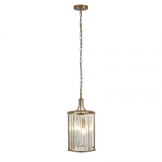 9489-006 Antique Brass 2 Light Pendant with Crystal
