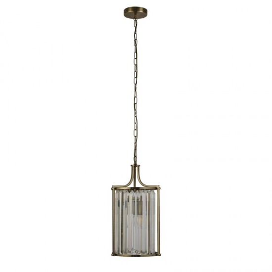 9489-006 Antique Brass 2 Light Pendant with Crystal