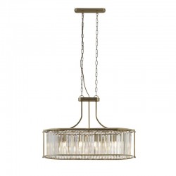 9488-006 Antique Brass 5 Light over Island Fitting with Crystal