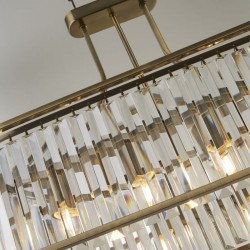 9488-006 Antique Brass 5 Light over Island Fitting with Crystal