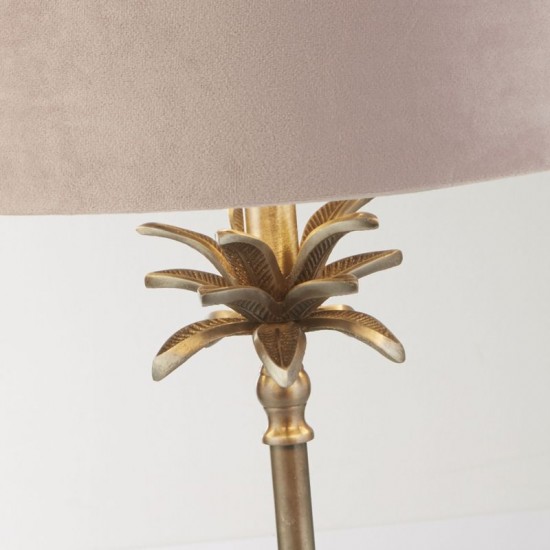 72112-006 Antique Nickel Table Lamp with Pink Velvet Shade