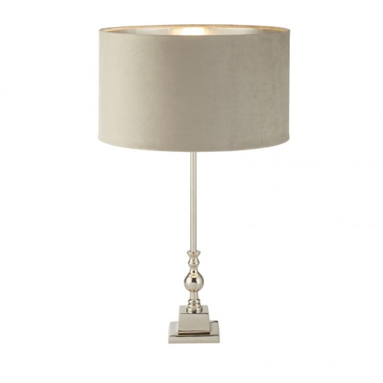 72127-006 Chrome Table Lamp with Taupe Velvet Shade