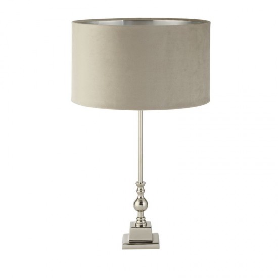 72127-006 Chrome Table Lamp with Taupe Velvet Shade