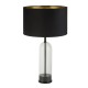 72132-006 Black & Clear Glass Table Lamp with Black Velvet Shade