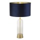 72138-006 Brass & Clear Glass Table Lamp with Navy Velvet Shade