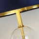 72138-006 Brass & Clear Glass Table Lamp with Navy Velvet Shade