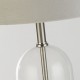 72141-006 Satin Nickel & Clear Glass Table Lamp with Grey Velvet Shade