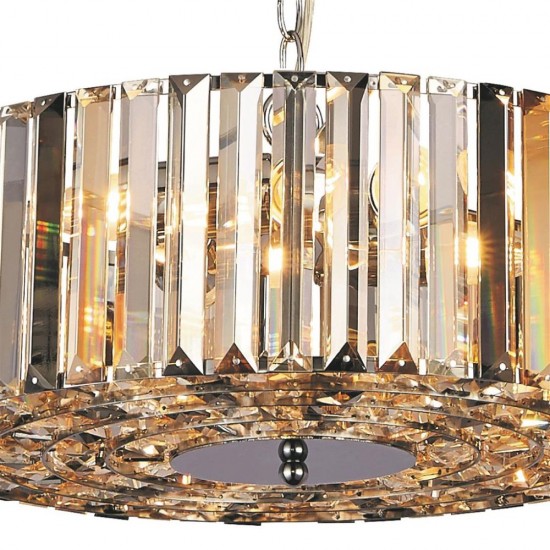 64659-006 Chrome 5 Light Pendant with Clear, Smoky, Amber Crystal