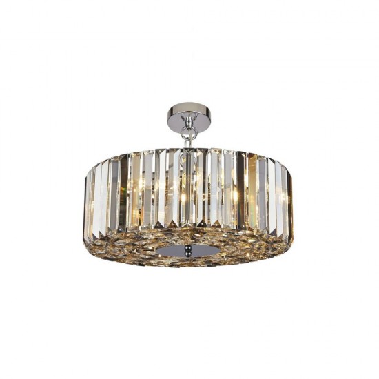 64659-006 Chrome 5 Light Pendant with Clear, Smoky, Amber Crystal