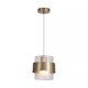 83459-006 Antique Brass Pendant with Clear Ribbed Glass