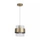 83459-006 Antique Brass Pendant with Clear Ribbed Glass
