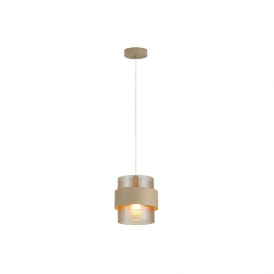 78938-006 Sand Pendant with Amber Ribbed Glass