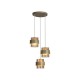 78939-006 Sand 3 Light Cluster Pendant with Amber Ribbed Glass