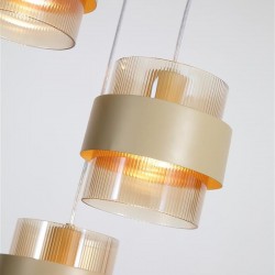 78939-006 Sand 3 Light Cluster Pendant with Amber Ribbed Glass