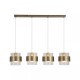 83462-006 Antique Brass 4 Light over island Fitting with Clear Ribbed Glass