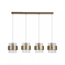 83462-006 Antique Brass 4 Light over island Fitting with Clear Ribbed Glass
