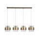 83462-006 Antique Brass 4 Light over island Fitting with Clear Ribbed Glass