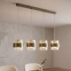83462-006 Antique Brass 4 Light over island Fitting with Clear Ribbed Glass