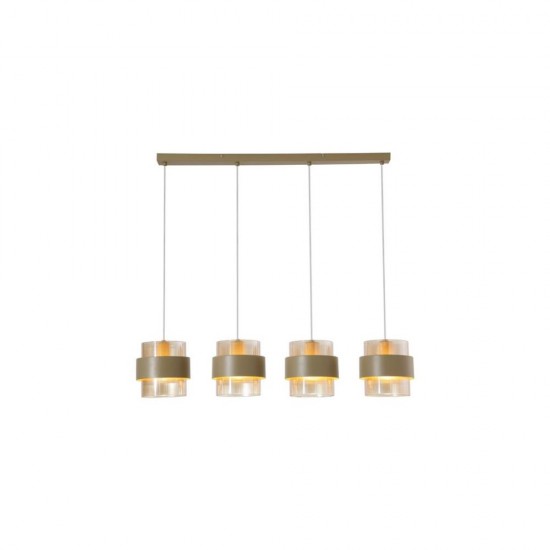 79275-006 Sand 4 Light over island Fitting with Amber Ribbed Glass