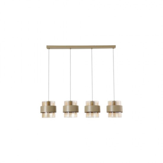 79275-006 Sand 4 Light over island Fitting with Amber Ribbed Glass