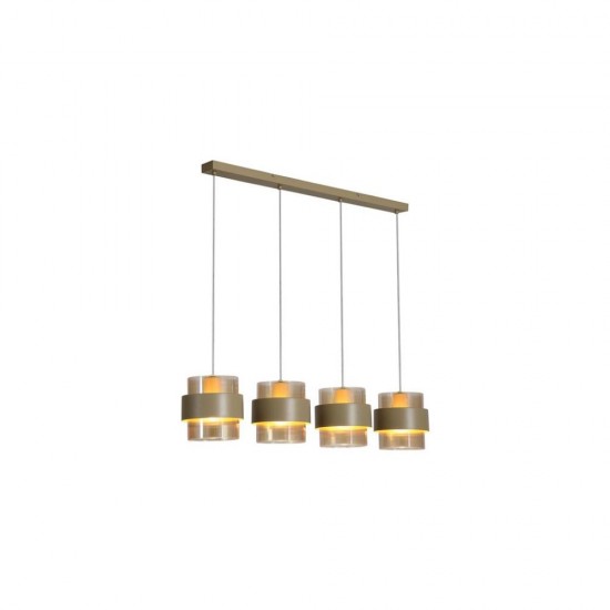 79275-006 Sand 4 Light over island Fitting with Amber Ribbed Glass