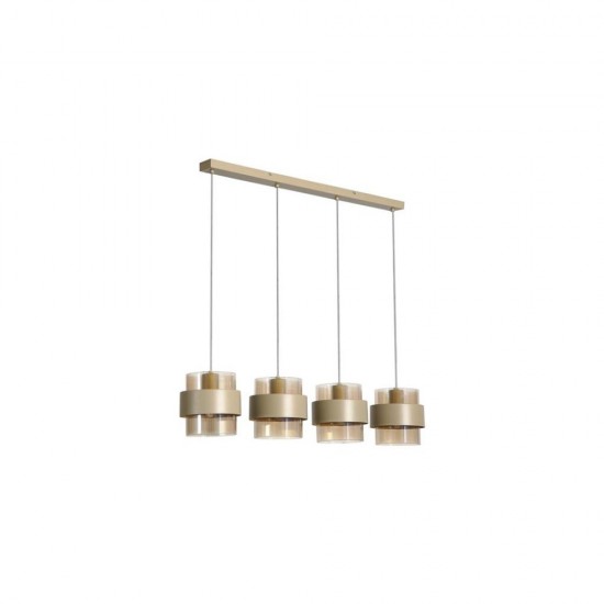 79275-006 Sand 4 Light over island Fitting with Amber Ribbed Glass