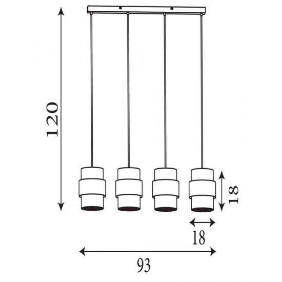 79275-006 Sand 4 Light over island Fitting with Amber Ribbed Glass