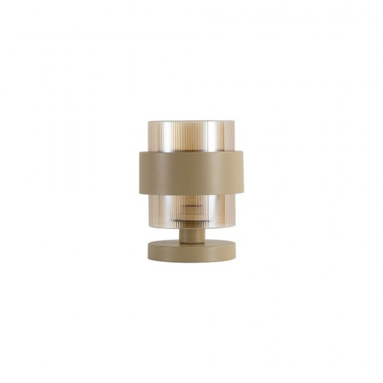 79276-006 Sand Table Lamp with Amber Ribbed Glass