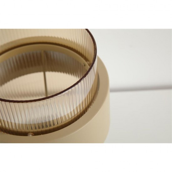 79276-006 Sand Table Lamp with Amber Ribbed Glass