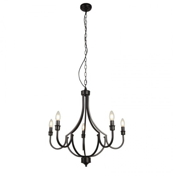 72152-006 Black 5 Light Centre Fitting