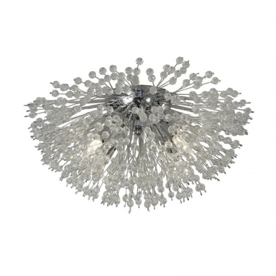 72158-006 Chrome 4 Light Flush with Crystal