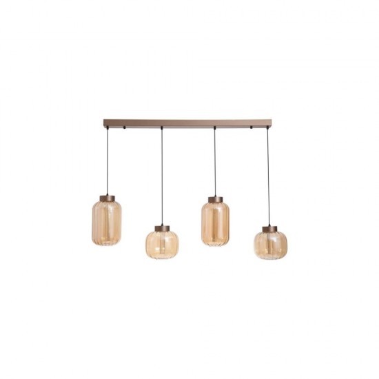 79281-006 LED Latte 4 Light over Island Fitting with Amber Ribbed Glass