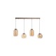 79281-006 LED Latte 4 Light over Island Fitting with Amber Ribbed Glass