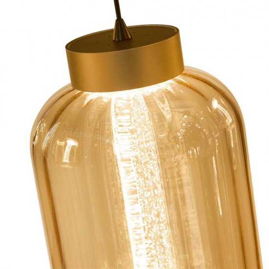 79281-006 LED Latte 4 Light over Island Fitting with Amber Ribbed Glass