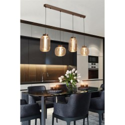 79281-006 LED Latte 4 Light over Island Fitting with Amber Ribbed Glass