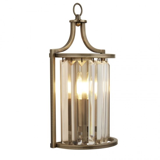 8349-006 Antique Brass Wall Lamp with Crystal
