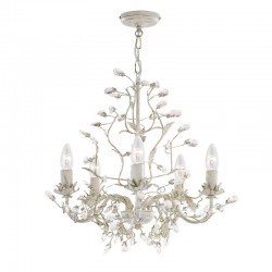 8602-006 Cream & Gold 5 Light Centre Fitting with Crystal 