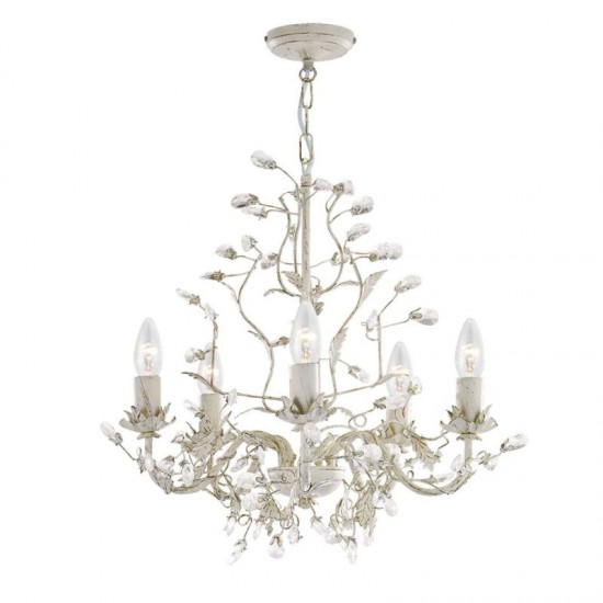8602-006 Cream & Gold 5 Light Centre Fitting with Crystal