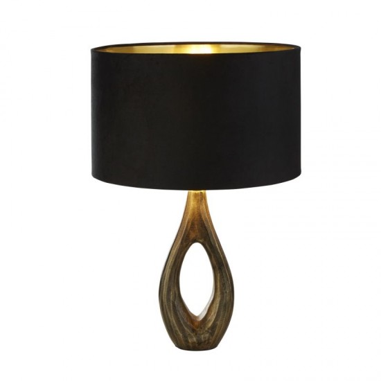 72173-006 Antique Brass Table Lamp with Black Velvet Shade