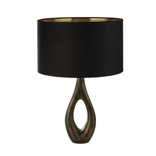 72173-006 Antique Brass Table Lamp with Black Velvet Shade