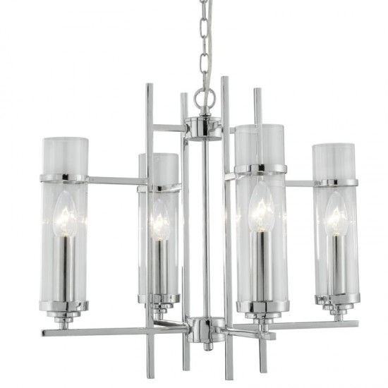 8694-006 Chrome 4 Light Centre Fitting with Clear Glasses