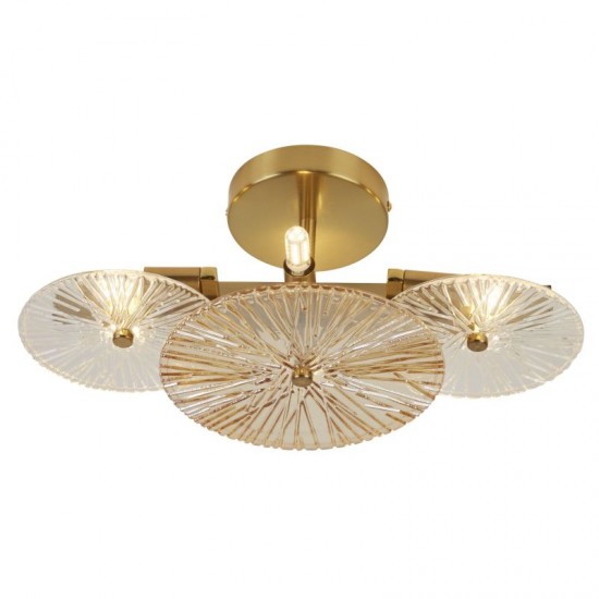 72177-006 Bronze 6 Light Wall/Ceiling Lamp with Clear & Amber Glasses